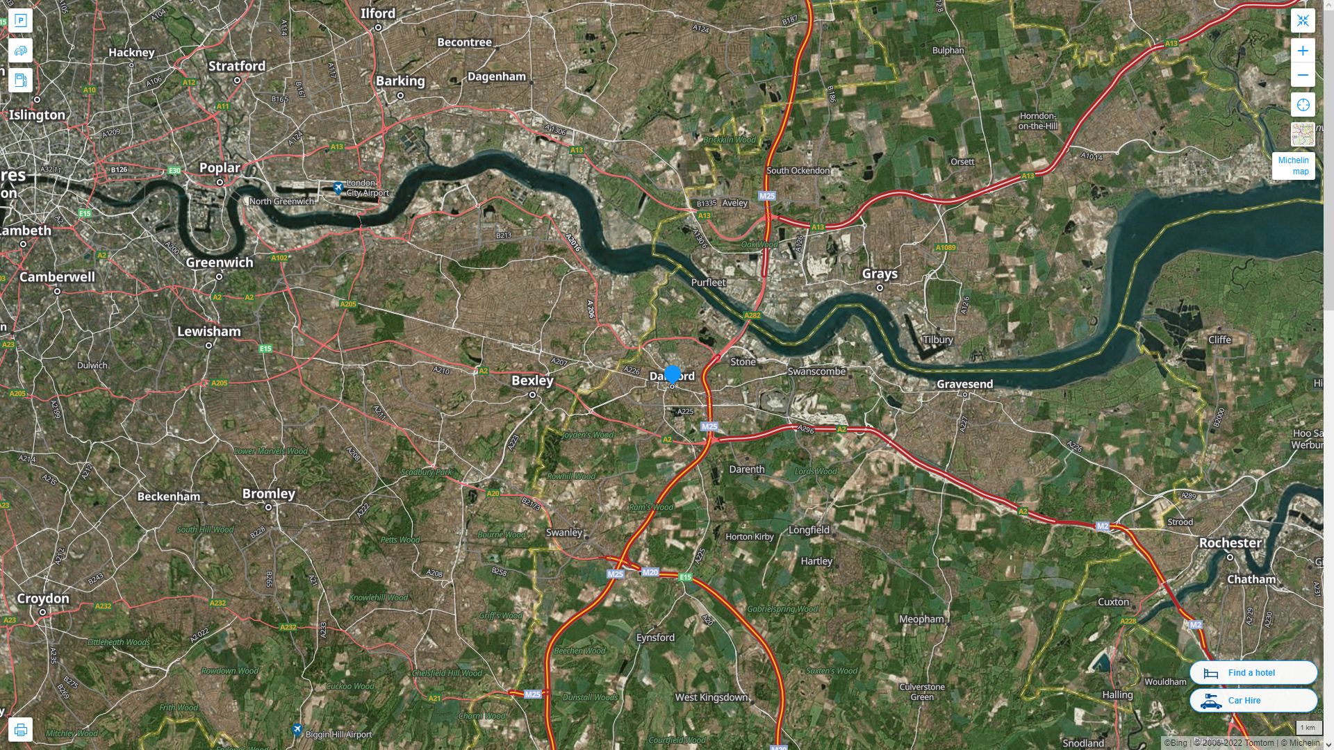 Dartford Highway and Road Map with Satellite View